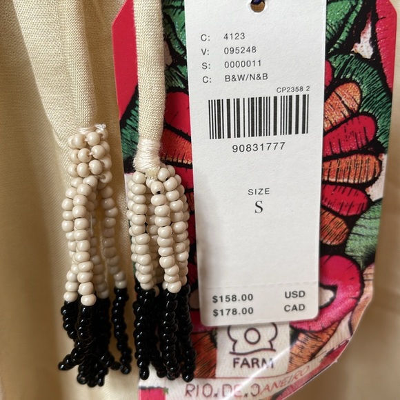 Farm Rio NWT fun S, or S petite wide leg lined pants, pockets, beaded tassels - Picture 13 of 16